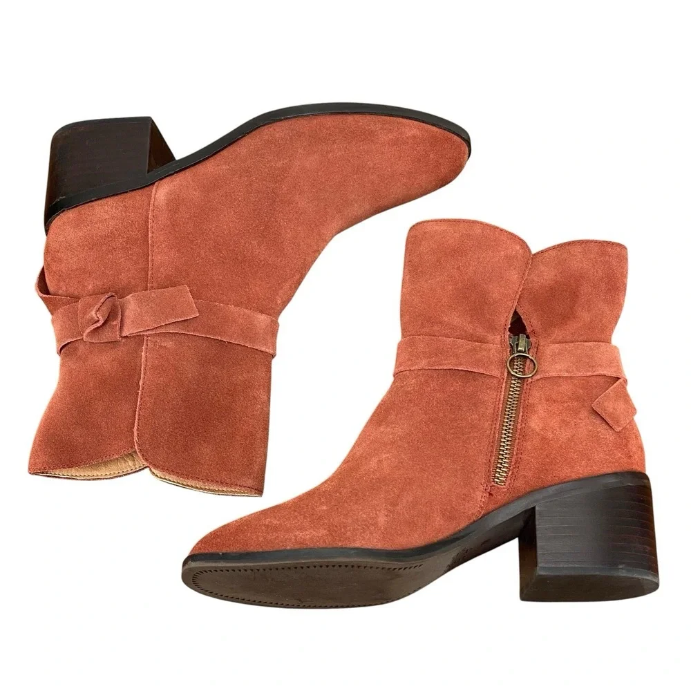 Latigo Danni Women's Size 7 Rust Suede Ankle Boots Western Booties Side Zip